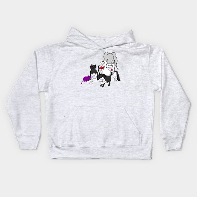 Animals with Biden Harris Campaign Signs Kids Hoodie by ellenhenryart